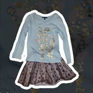 Gap 4/5 floral gold leaf polka dot set long sleeve